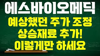 에스바이오메딕스 주가전망 예상했던 주가 조정 이후 주가 올릴 재료 추가 세력들은 이렇게 할 겁니다 이대로만 따라하세요 [upl. by Adniral]