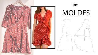 DIY VESTIDO CRUZADO CON OLANES MOLDES GRATIS EN PDF [upl. by Ardnasirk]