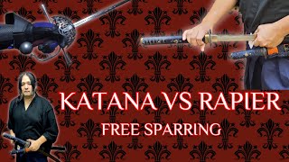 Katana VS Rapier  Steel sword sparring experiment Skallagrim letsasksekisensei scholagladiatoria [upl. by Neeuq]