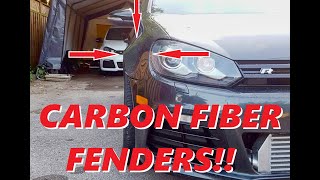 We Installed Seibon Carbon Fiber Fenders on Kyles VW Mk6 Golf R [upl. by Tasiana]