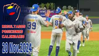 LVBP  Resultados Posiciones Calendario 20 Noviembre 2024  paliza de Navegantes a Leones [upl. by Amikahs]