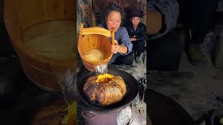 Traditional pumpkin porridge is cooked slowly over low heat Every grain of rice absorbs the ric [upl. by Eeleimaj]