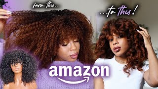 THIS AMAZON KINKY CURLY BANG WIG IS SO VERSATILE  Color Wand Curls  Does it revert 👀 [upl. by Llenrahc199]