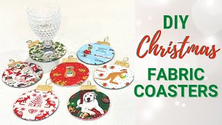 How to Make Christmas Ornament Fabric Coasters  Quick and Easy DIY Gift [upl. by Odidnac]