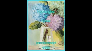 How I Paint Mixed Hydrangeas in a Glass Vase Oils or Acrylics so Easy [upl. by Ruzich157]