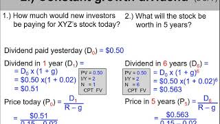 5 of 14 Ch8  “Constant growth dividend” stocks example [upl. by Tamera]