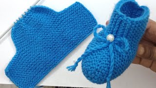 Easy Knitting Baby Booties  Shoes  Baby Socks Knitting  Woolen Socks [upl. by Aiem]