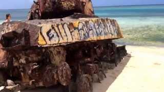 Flamenco Beach Culebra Puerto Rico plus Old Tank Wreck on the island June 12 2014 [upl. by Ianej189]