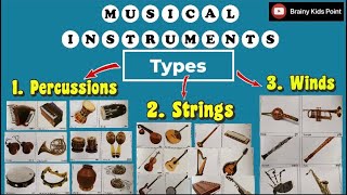 Musical Instruments Names amp Types  Percussion instruments  String instruments  Wind instruments [upl. by Lana]