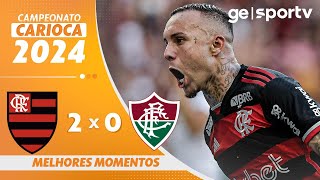 FLAMENGO 2 X 0 FLUMINENSE  MELHORES MOMENTOS  10ª RODADA DO CAMPEONATO CARIOCA 2024  geglobo [upl. by Assirrac]