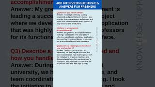 Job Interview Questions and Answers For Freshers [upl. by Erasmus]