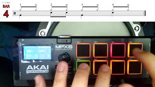 AKAI MPX8 AS A DRUMSET BEGINNER Lesson 2 [upl. by Cowan]