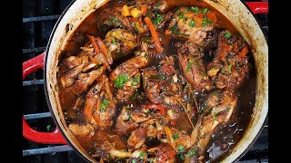 The Ultimate Jamaican Brown Stew Chicken  CaribbeanPotcom [upl. by Kalagher]