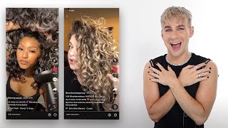 Hairdresser Reacts To Curly Girl Hair Routines [upl. by Ahsenot228]