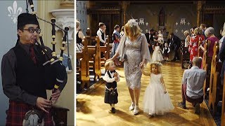 Wedding ceremony bagpipes Highland cathedralScotland the brave [upl. by Yelkrab44]