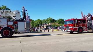 Clawson Michigan 2017 4th of July Parade  Apparatus at start [upl. by Ahsaekal502]