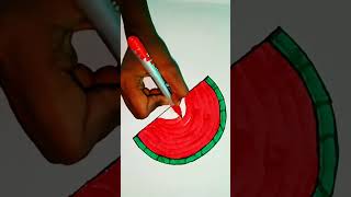 how to draw tarbuj 🍉 drawing watercolor short video viral [upl. by Lyndsey342]