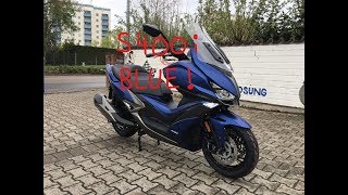 Kymco Xciting S 400i  FINALLY IN BLUE   Walkaround Details Lights [upl. by Marylee439]