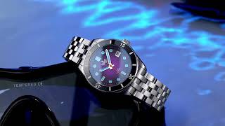 PHOIBOS WAVE MASTER 395MM 200M Automatic Diver Watch PY053HD Purple Date [upl. by Yelrahc477]