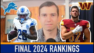 FINAL UPDATED RANKINGS  2024 Fantasy Football [upl. by Ahsenwahs]