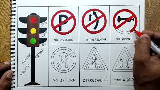 Road safety drawingTraffic signals drawing easy way [upl. by Hodess65]