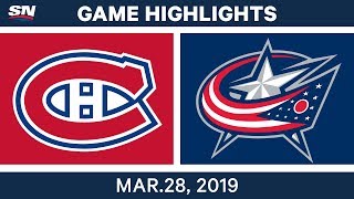 NHL Game Highlights  Canadiens vs Blue Jackets – March 28 2019 [upl. by Nehgaem437]