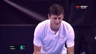 Alexandar Lazarov ITF269 vs Lukas Lacko ATP127 765 62 Sofia Open Q1 03022019 [upl. by Lemar]