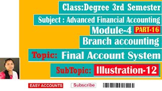 Degree 3rd SemAdvanced Financial Accounting Module 4  Branch accounting  Part16 Easy Accounts [upl. by Ahsetan818]