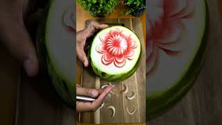 Easy Watermelon Flower Carving easyfruitcarving shorts watermelon [upl. by Norrehc]