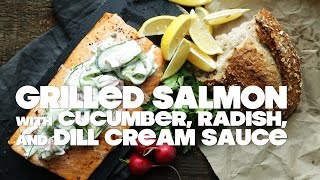 Roasted Salmon Cooked in Foil with Cucumber and Dill Salad [upl. by Akemahc149]