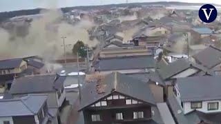 Así se vivió el momento del terremoto de Japón de 74 grados [upl. by Netsirk393]