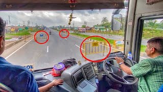 EXTREMELY HIGHSPEED amp SKILLED SCANIA BUS DRIVING At NH 19  VOLVO BUS Driving [upl. by Oratnek60]