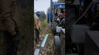 Road Metal Crash Barrier Installation mechanically using punching method [upl. by Nnawtna64]