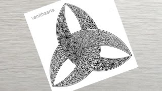 How to draw Zentangle Art using Triquetra Shape StepbyStep Tutorial Geometric Design vanithaarts [upl. by Uke]