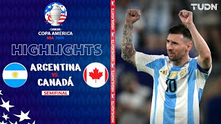 HIGHLIGHTS  Argentina vs Canadá  Copa América 2024  Semis  TUDN [upl. by Elleneg]