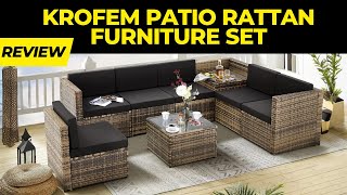 krofem 8 pieces patio rattan furniture set Review [upl. by Nhepets712]