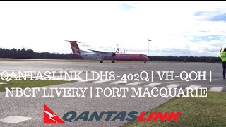 QantasLink DH8402Q  VHQOH  NBCF LIVERY   Landing taxi takeoff  Port Macquarie [upl. by Roxie]