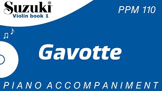 Suzuki Violin Book 1  Gavotte  Piano Accompaniment  PPM  110 [upl. by Koal]