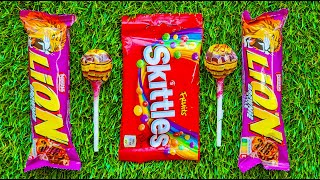 Satisfying video l Unpacking CHUPA CHUPS Lollipops l LION Chocolate Bars Skittles Sound ASMR🍭 [upl. by Wayne862]