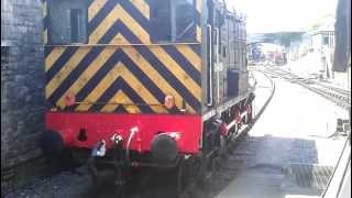 Class 08 shunter moving up to BR Mk1 carriages at Swanange Station [upl. by Gwenni]