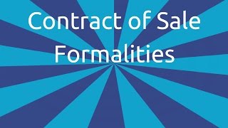 Formalities of Contract of Sale  Formation of the Contract of Sale  CA CPT  CS amp CMA Foundation [upl. by Aiam]