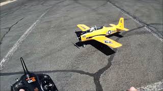 Eflite T28 Trojan 11m BNF Basic wAS3X and SAFE on a BREEZY day at the field [upl. by Ahs504]