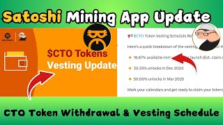 Satoshi Mining Update Satoshi CTO Claiming Guide  Vesting Schedule  Set Alarm core satoshi cto [upl. by Tryck]