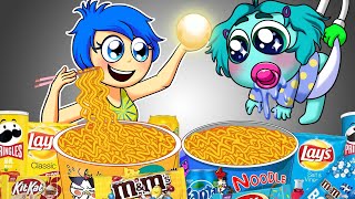 Inside Out 2  Joy and Baby Envy Convenience Store Yellow Blue Food Mukbang Animation  ASMR [upl. by Brackett606]