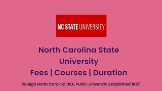 North Carolina State University  USA  Courses  Tuition Fees  Duration [upl. by Anitsim]