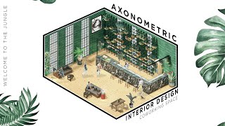 How to create an AXONOMETRIC INTERIOR DESIGN DRAWING archibicc [upl. by Ycniuq]