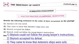 6th std English 36 THE MERCHANT OF VENICE workbook answer [upl. by Anael]