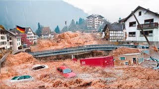 Evacuation of the population in Germany Historic flooding in Bruchsal cars swept away [upl. by Fallon963]