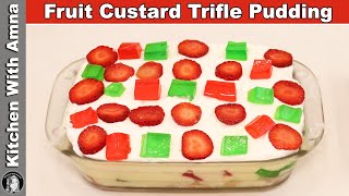 Fruit Custard Trifle Pudding  Custard Trifle Pudding Recipe  Kitchen With Amna [upl. by Urbanus]