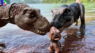 REXY MEETS DAD 🦖 Trex Vs Indominus Rex Vs Giga Jurassic World Toys Movie [upl. by Lona]